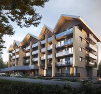 Recreational apartment in Štôla with views, balconies, and trees captured in the exteriors.
