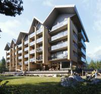 Exterior of a Holiday Apartment in Štôla surrounded by nature and mountains.