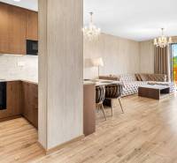 Kitchen and living room with a view in a 3-room apartment.