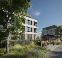 Trenčín, Karpatská: New buildings with landscaped greenery and a walkway next to 3-bedroom apartments.