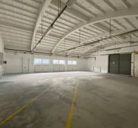 An empty hall with yellow markings and windows in Warehouses and Halls.