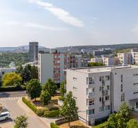 View of the city skyline from a balcony in Bratislava on Drotárska Road.