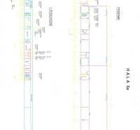 Architectural floor plan of a hall with a basement and an upper floor in warehouses and halls.