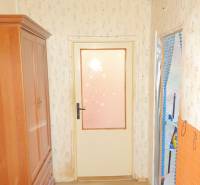 Wooden cabinet and doors with glazing in a 2-room apartment.