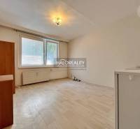 A studio apartment with a large window, light flooring, and simple furnishings.