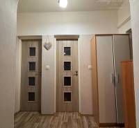 A hallway in a family house with laminate flooring, a wardrobe, and a ceiling light.