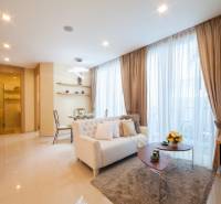 Living room in a 3-room apartment with a kitchen and dining area, cozy interior.
