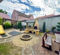 Garden in Kovalov with a fireplace, hammock, and children's playground near the family house.