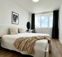 Bright bedroom in a 2-room apartment with two beds and a window.