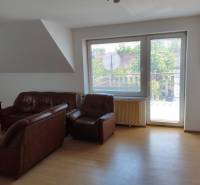 Leather sofa set with a garden view in a family house.