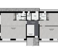 Floor plan of offices with entrance hall, staircase, and facilities.