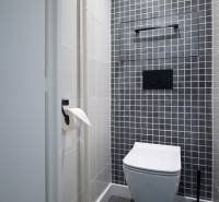 On Boriny Street, a bathroom with mosaic tiles in a 3-room apartment.