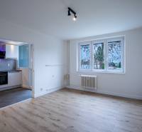 In the 3-room apartment on Boriny Street, the kitchen is connected to the living room.