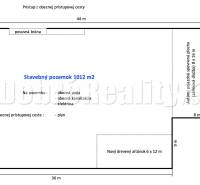 A residential building plot plan with an area of 1012 m² on Dubová Street, Dvory nad Žitavou.