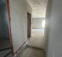 Interior of the house, view of the hallway with construction and electrical installation in a family house.