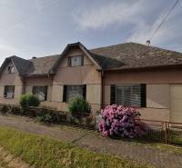 A family house in Hrkovce with flowers in front of the fence and a sloped roof.