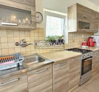 A kitchen in a family house with appliances, wooden cabinets, and a window with plants.