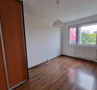 A room in a 4-room apartment with a wooden floor and a built-in wardrobe.