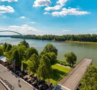 View from a 3-room apartment of the river and bridge in Bratislava, Old Town, Pribinova.