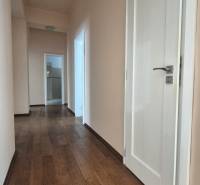A hallway with wooden flooring and white doors in a 5 or more room apartment.