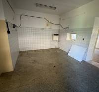 An empty interior with tiles and a concrete floor in commercial premises.