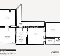 Floor plan of a family house with four rooms and two bathrooms. Total area 112.5 m².