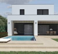 A family house in Opoj with a swimming pool, lounger, and terrace surrounded by greenery.
