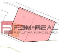 Land plan in Pezinok designated for residential purposes, including parcel lines and labels.