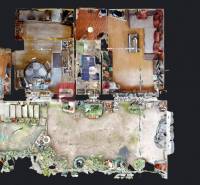 The floor plan shows the layout of a two-room apartment with an adjacent outdoor space.
