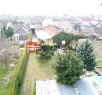 A family house in Trnava with a garden, trees, and surroundings full of other houses.