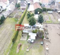 Aerial view of a family house in Trnava with a large yard and garden.