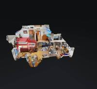 3D floor plan with interior furnishings of a Family House. The individual rooms are depicted.