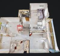 Floor plan of a 4-room apartment with a kitchen, bathroom, and two balconies.