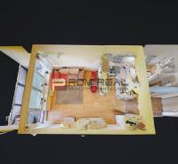 Floor plan of a 1-room apartment with a living room, kitchen, hallway, and bathroom.