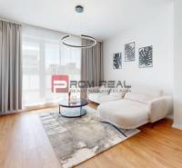 Bright living room with a sofa and a TV in a 2-room apartment, wooden floor, decorations on the walls.