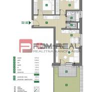The floor plan of a 3-room apartment on Limbašská Street includes an entrance hall, kitchen, bathroom, and terrace.