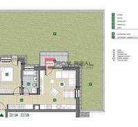The floor plan from Limbašská cesta depicts a 2-room apartment with a terrace and garden.