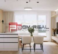 Bright living room in a 2-room apartment with a modern design on Limbašská cesta street.