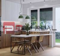 Kitchen on Limbašská Street, spacious 3-room apartment with wooden elements and a view.