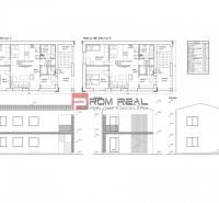 Floor plans of apartments with room layouts and views of the building Plots - housing.