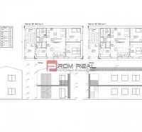 Floor plan and views of two apartments for Land - housing with detailed room dimensions.