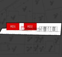 Plot plan of the property on Hlavná Street in Viničné marked as RD1 and RD2 for residential use.