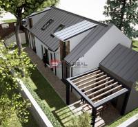 Visualization of a house with a modern roof and pergola on Holubyho Street in Pezinok.