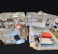 3D floor plan of commercial spaces with a bistro-bar and offices.