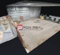 Warehouses and halls with loading areas and storage spaces.