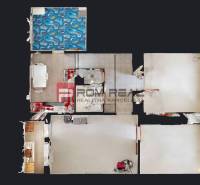 Floor plan of a 4-room apartment with distinct rooms and floor layout.