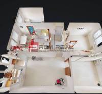 Floor plan of a 4-room apartment with the layout of rooms and white walls.