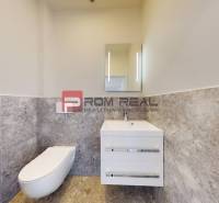 Bathroom with wall-hung toilet and sink in a 3-room apartment.