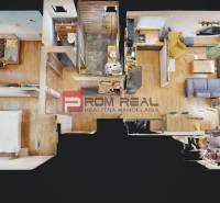 3-room apartment with wooden flooring, kitchen, and living room, suitable for a family.