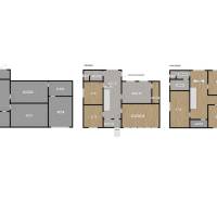 Ground plan of a family house with a utility room and three residential floors.